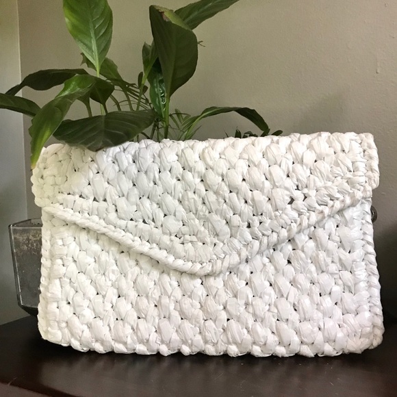 Vintage Handbags - BOGO Vintage Recycled Bag Woven White Clutch